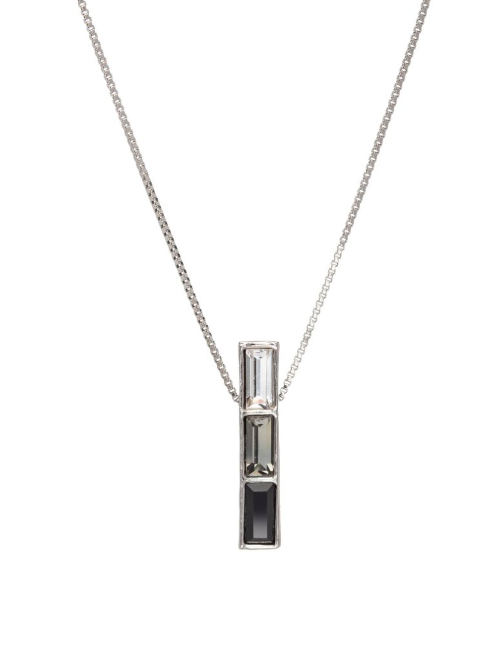 NWT Swarovski Crystal Silver Tone Bar Pendant Necklace – 18" Chain + 2" Extensio